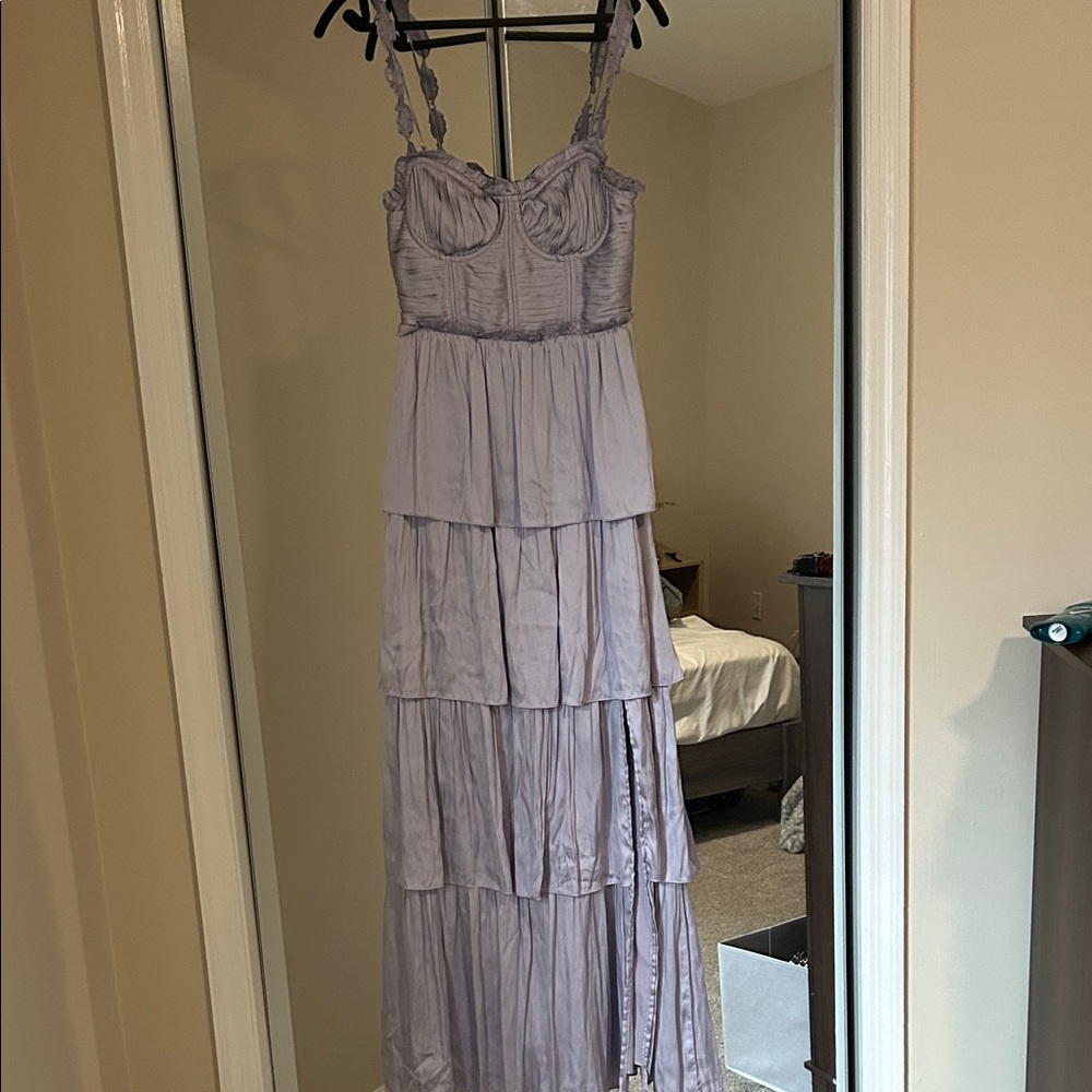 Astr Tiered Lavender Maxi Dress with Ruffled Straps
